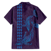 Aloha Hawaii Whale Kakau and Polynesian Tattoo Family Matching Summer Maxi Dress and Hawaiian Shirt Purple Color LT03 - Polynesian Pride