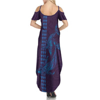 Aloha Hawaii Whale Kakau and Polynesian Tattoo Family Matching Summer Maxi Dress and Hawaiian Shirt Purple Color LT03 - Polynesian Pride