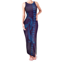 Aloha Hawaii Whale Kakau and Polynesian Tattoo Family Matching Tank Maxi Dress and Hawaiian Shirt Purple Color LT03 Mom's Dress Purple - Polynesian Pride