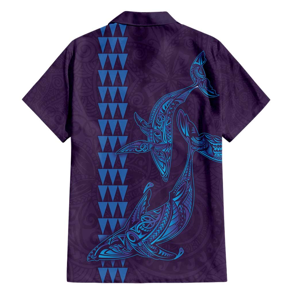 Aloha Hawaii Whale Kakau and Polynesian Tattoo Hawaiian Shirt Purple Color
