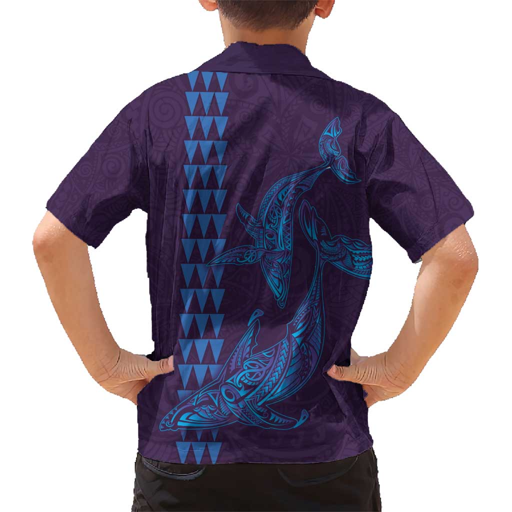 Aloha Hawaii Whale Kakau and Polynesian Tattoo Kid Hawaiian Shirt Purple Color LT03 - Polynesian Pride