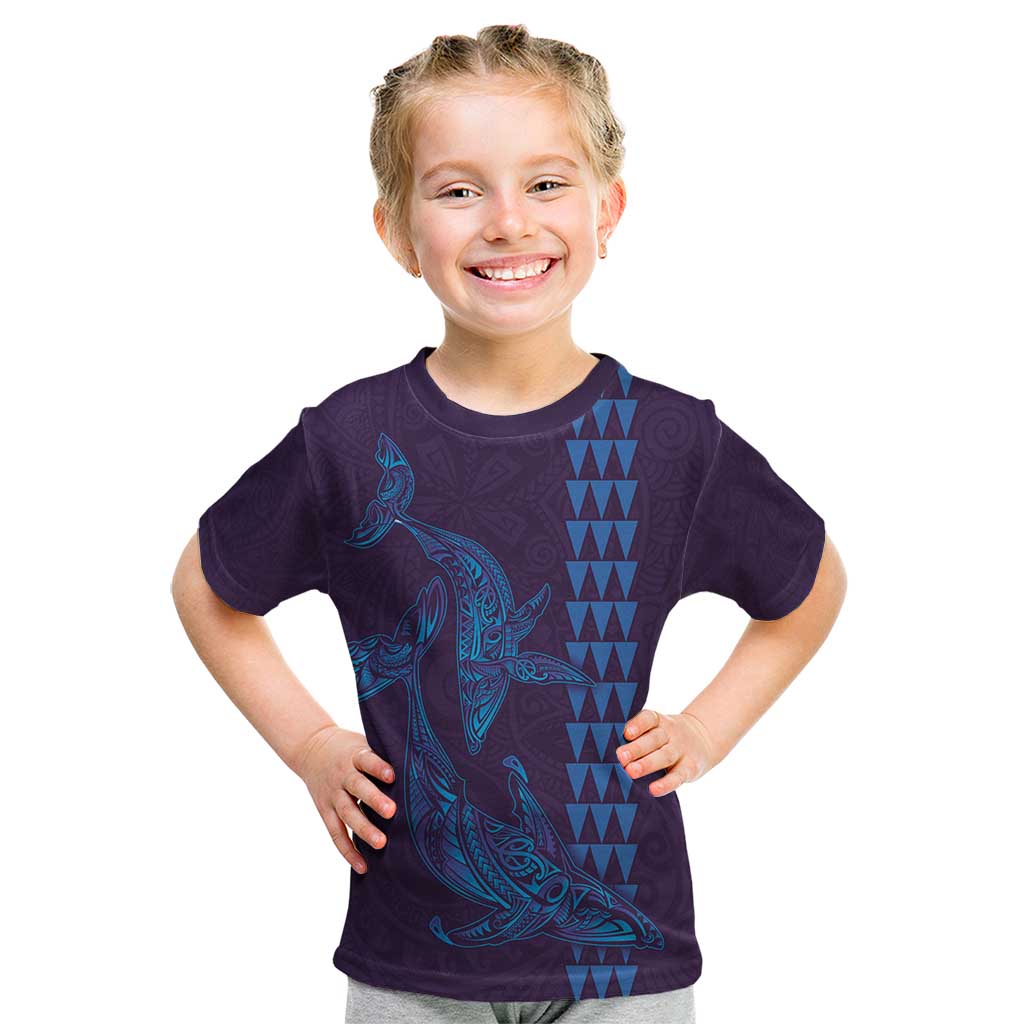 Aloha Hawaii Whale Kakau and Polynesian Tattoo Kid T Shirt Purple Color LT03 Purple - Polynesian Pride