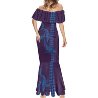 Aloha Hawaii Whale Kakau and Polynesian Tattoo Mermaid Dress Purple Color