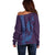 Aloha Hawaii Whale Kakau and Polynesian Tattoo Off Shoulder Sweater Purple Color