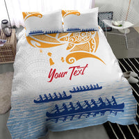 Personalised Hawaiki Nui Va'a French Polynesian Pattern Bedding Set White Color LT03 - Polynesian Pride