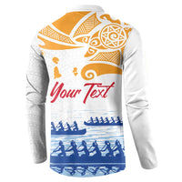 Personalised Hawaiki Nui Va'a French Polynesian Pattern Button Sweatshirt White Color LT03 - Polynesian Pride