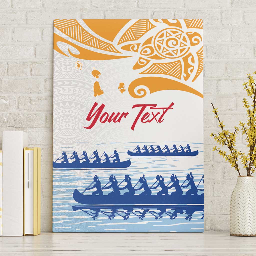 Personalised Hawaiki Nui Va'a French Polynesian Pattern Canvas Wall Art White Color