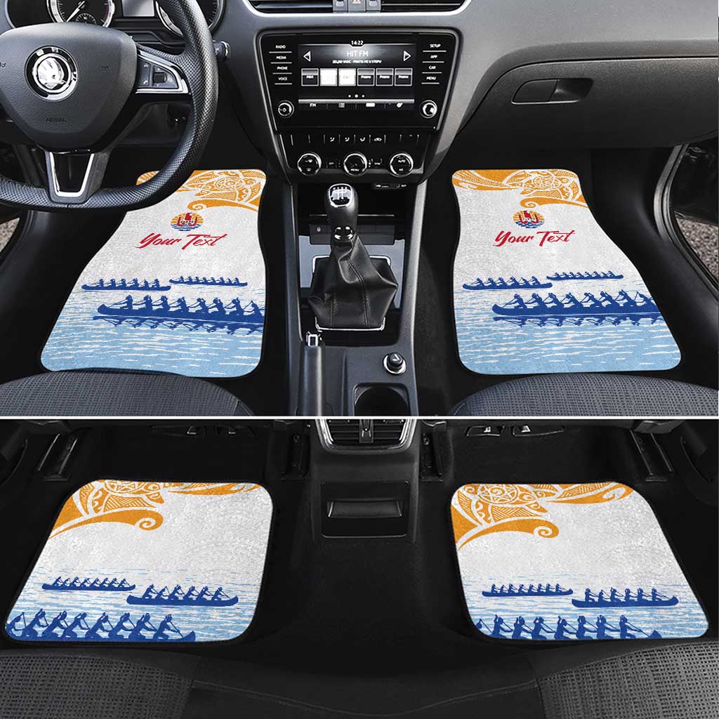 Personalised Hawaiki Nui Va'a French Polynesian Pattern Car Mats White Color