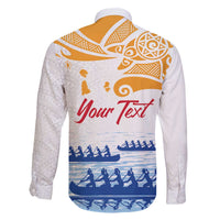 Personalised Hawaiki Nui Va'a French Polynesian Pattern Family Matching Puletasi and Hawaiian Shirt White Color LT03 - Polynesian Pride