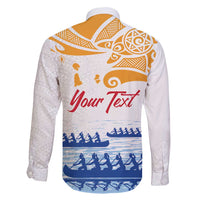 Personalised Hawaiki Nui Va'a French Polynesian Pattern Family Matching Summer Maxi Dress and Hawaiian Shirt White Color