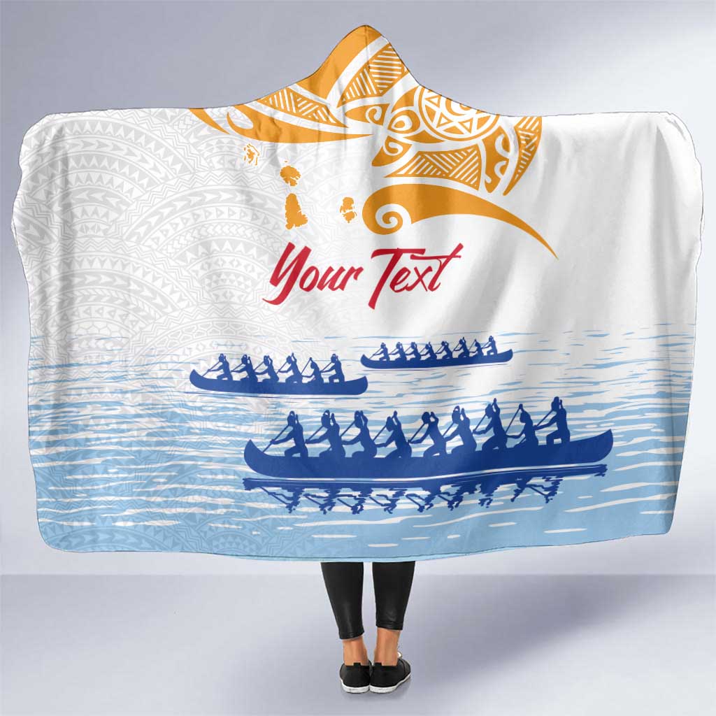 Personalised Hawaiki Nui Va'a French Polynesian Pattern Hooded Blanket White Color LT03 One Size White - Polynesian Pride