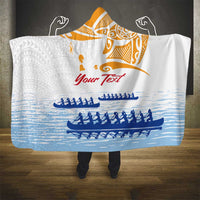 Personalised Hawaiki Nui Va'a French Polynesian Pattern Hooded Blanket White Color LT03 - Polynesian Pride