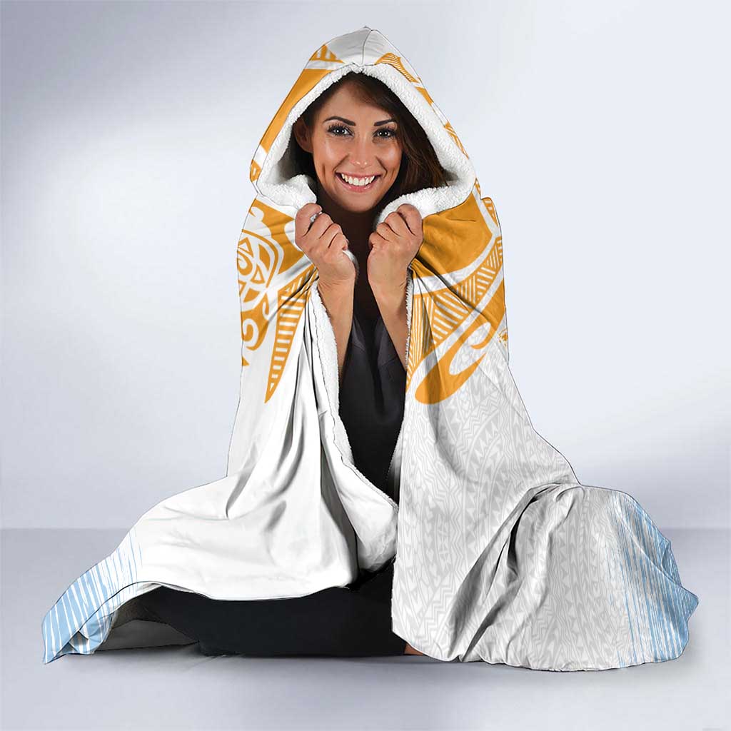 Personalised Hawaiki Nui Va'a French Polynesian Pattern Hooded Blanket White Color LT03 - Polynesian Pride