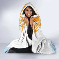 Personalised Hawaiki Nui Va'a French Polynesian Pattern Hooded Blanket White Color LT03 - Polynesian Pride
