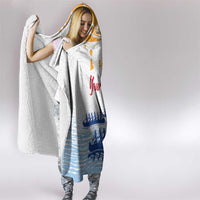 Personalised Hawaiki Nui Va'a French Polynesian Pattern Hooded Blanket White Color LT03 - Polynesian Pride
