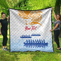 Personalised Hawaiki Nui Va'a French Polynesian Pattern Quilt White Color LT03 - Polynesian Pride
