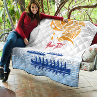 Personalised Hawaiki Nui Va'a French Polynesian Pattern Quilt White Color LT03 - Polynesian Pride