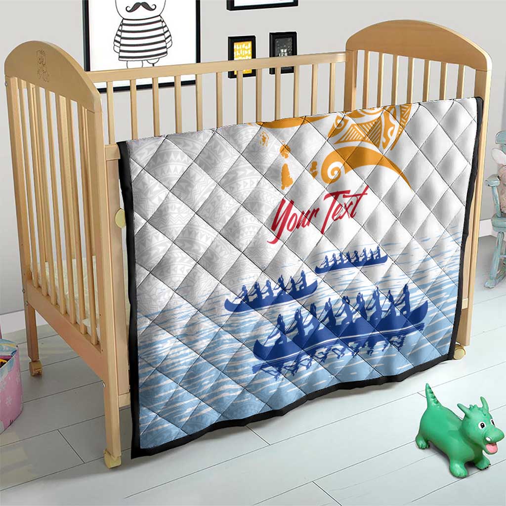 Personalised Hawaiki Nui Va'a French Polynesian Pattern Quilt White Color LT03 - Polynesian Pride