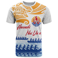 Personalised Hawaiki Nui Va'a French Polynesian Pattern T Shirt White Color LT03 White - Polynesian Pride