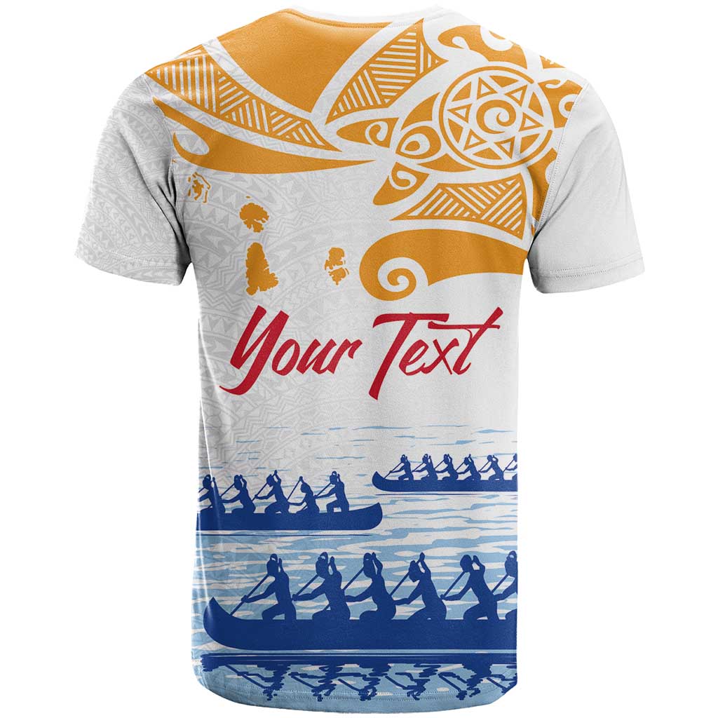 Personalised Hawaiki Nui Va'a French Polynesian Pattern T Shirt White Color LT03 - Polynesian Pride