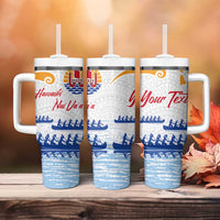 Personalised Hawaiki Nui Va'a French Polynesian Pattern Tumbler With Handle White Color