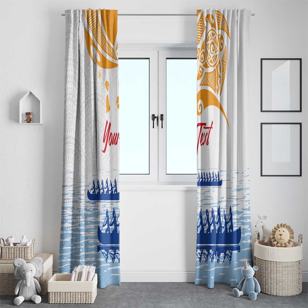 Personalised Hawaiki Nui Va'a French Polynesian Pattern Window Curtain White Color