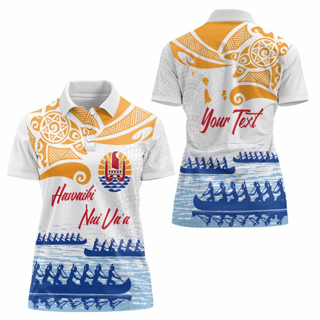 Personalised Hawaiki Nui Va'a French Polynesian Pattern Women Polo Shirt White Color