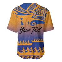 Personalised Hawaiki Nui Va'a French Polynesian Pattern Baseball Jersey Sunset Color LT03 - Polynesian Pride