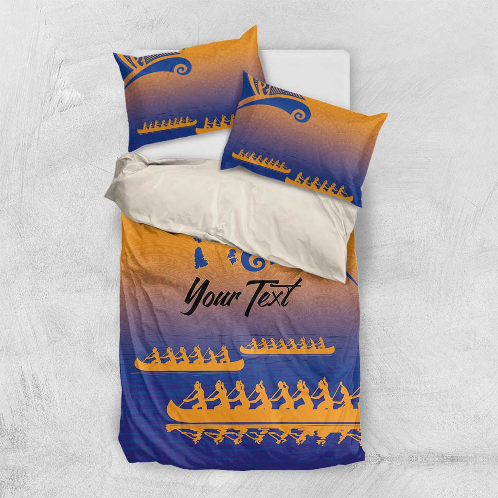 Personalised Hawaiki Nui Va'a French Polynesian Pattern Bedding Set Sunset Color LT03 US Twin 172cm x 218cm Yellow - Polynesian Pride