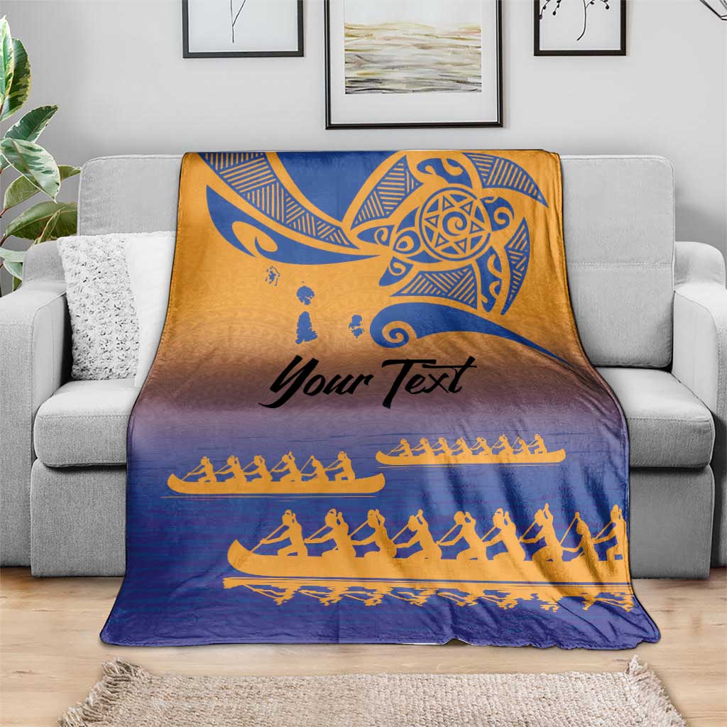 Personalised Hawaiki Nui Va'a French Polynesian Pattern Blanket Sunset Color LT03 - Polynesian Pride