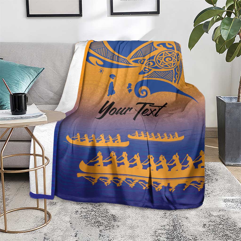 Personalised Hawaiki Nui Va'a French Polynesian Pattern Blanket Sunset Color LT03 - Polynesian Pride