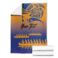 Personalised Hawaiki Nui Va'a French Polynesian Pattern Blanket Sunset Color LT03 - Polynesian Pride