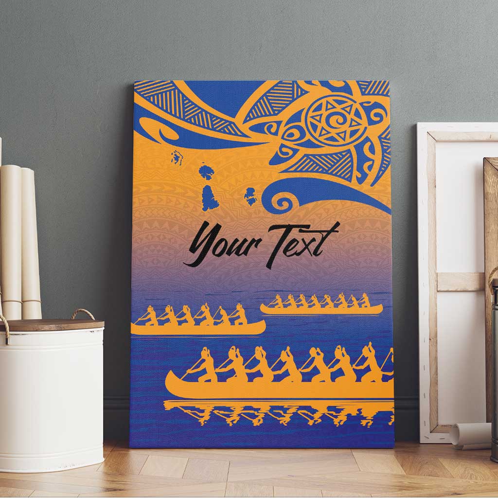 Personalised Hawaiki Nui Va'a French Polynesian Pattern Canvas Wall Art Sunset Color