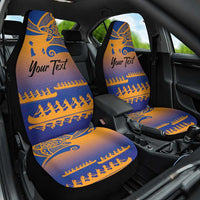 Personalised Hawaiki Nui Va'a French Polynesian Pattern Car Seat Cover Sunset Color