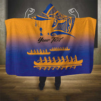 Personalised Hawaiki Nui Va'a French Polynesian Pattern Hooded Blanket Sunset Color LT03 - Polynesian Pride