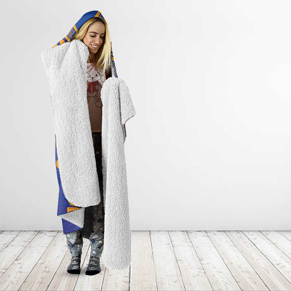 Personalised Hawaiki Nui Va'a French Polynesian Pattern Hooded Blanket Sunset Color LT03 - Polynesian Pride