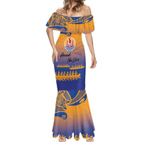Personalised Hawaiki Nui Va'a French Polynesian Pattern Mermaid Dress Sunset Color LT03 - Polynesian Pride