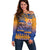 Personalised Hawaiki Nui Va'a French Polynesian Pattern Off Shoulder Sweater Sunset Color