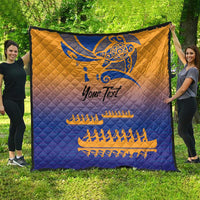 Personalised Hawaiki Nui Va'a French Polynesian Pattern Quilt Sunset Color LT03 - Polynesian Pride