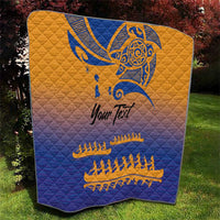Personalised Hawaiki Nui Va'a French Polynesian Pattern Quilt Sunset Color LT03 - Polynesian Pride