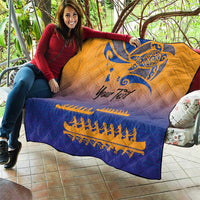 Personalised Hawaiki Nui Va'a French Polynesian Pattern Quilt Sunset Color LT03 - Polynesian Pride