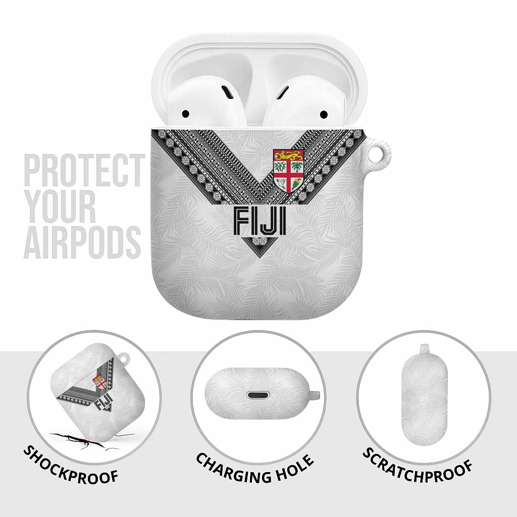 Rugby Fiji AirPods Case Fijian Masi Tribal Sporty Style White Color - Polynesian Pride