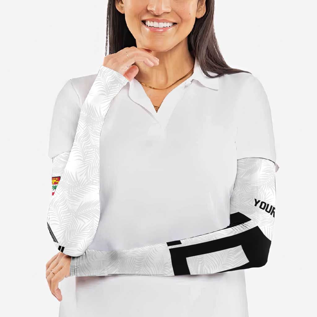 Custom Rugby Fiji Arm Sleeves Fijian Masi Tribal Sporty Style White Color - Polynesian Pride