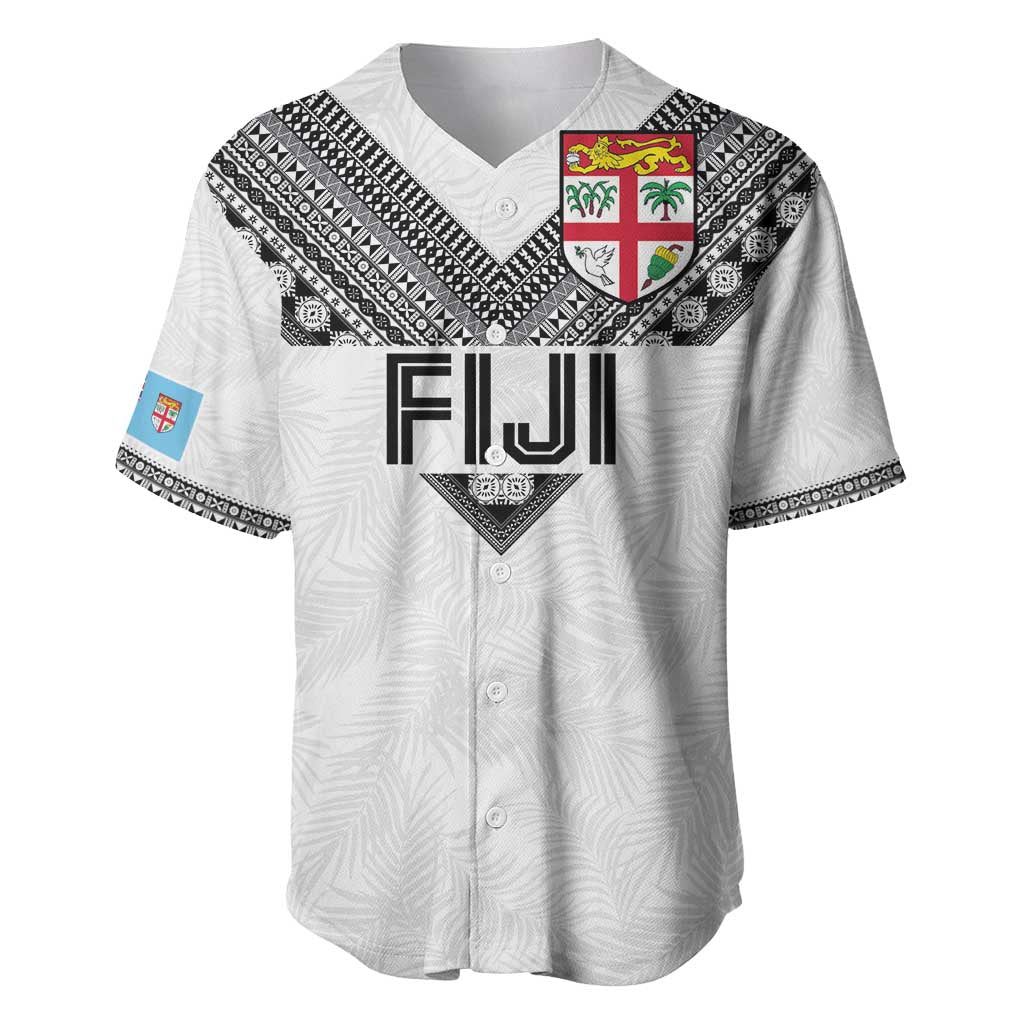 Custom Rugby Fiji Baseball Jersey Fijian Masi Tribal Sporty Style White Color - Polynesian Pride