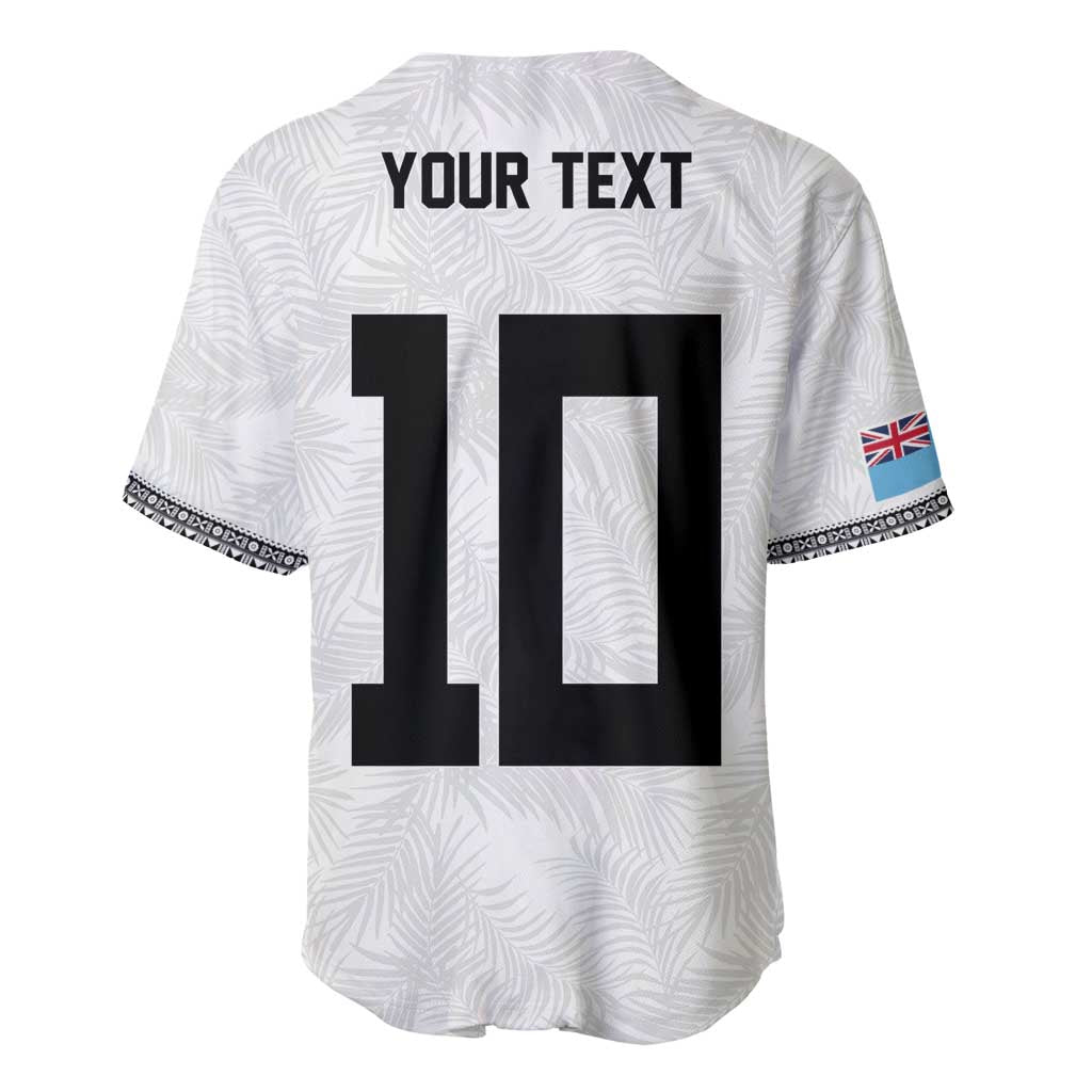 Custom Rugby Fiji Baseball Jersey Fijian Masi Tribal Sporty Style White Color - Polynesian Pride
