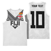Custom Rugby Fiji Basketball Jersey Fijian Masi Tribal Sporty Style White Color - Polynesian Pride