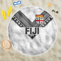 Rugby Fiji Beach Blanket Fijian Masi Tribal Sporty Style White Color - Polynesian Pride