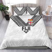 Rugby Fiji Bedding Set Fijian Masi Tribal Sporty Style White Color - Polynesian Pride