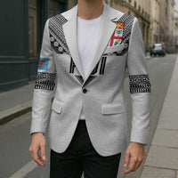 Custom Rugby Fiji Blazer Fijian Masi Tribal Sporty Style White Color LT03 - Polynesian Pride