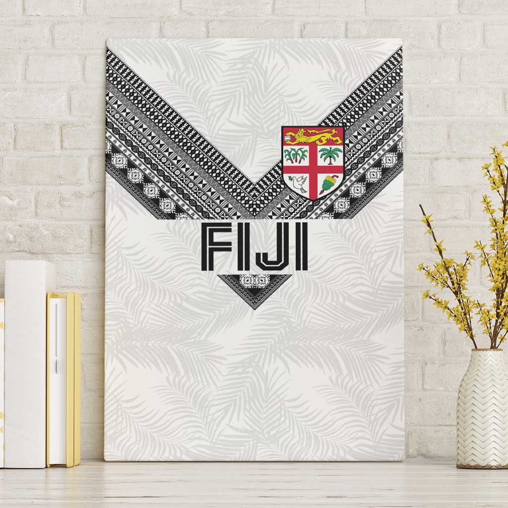 Rugby Fiji Canvas Wall Art Fijian Masi Tribal Sporty Style White Color - Polynesian Pride